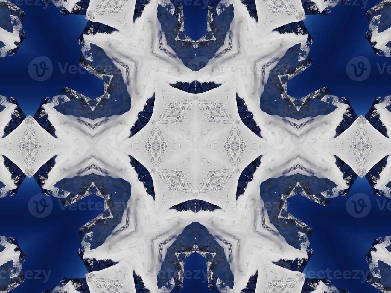 Dark blue sky floral abstract background kaleidoscope unique and aesthetic pattern photo