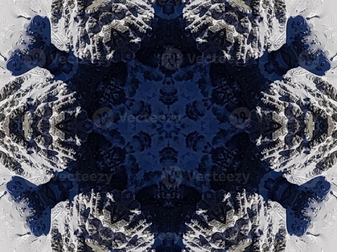 Dark blue sky floral abstract background kaleidoscope unique and aesthetic pattern photo