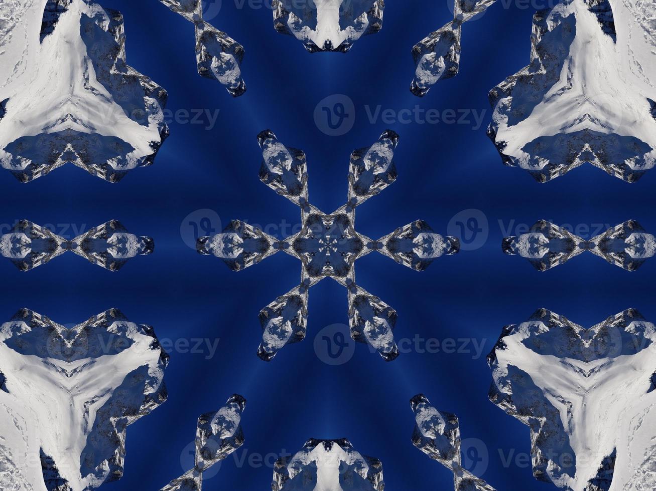 Dark blue sky floral abstract background kaleidoscope unique and aesthetic pattern photo