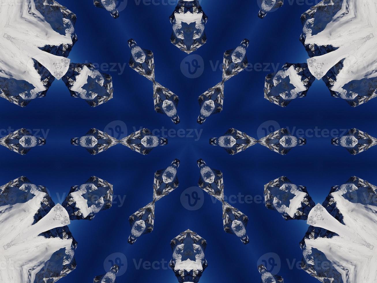 Dark blue sky floral abstract background kaleidoscope unique and aesthetic pattern photo