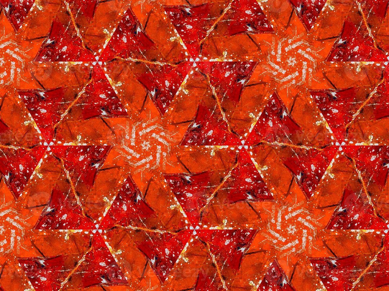 Colorful red fire kaleidoscope background abstract flower and symmetric pattern photo