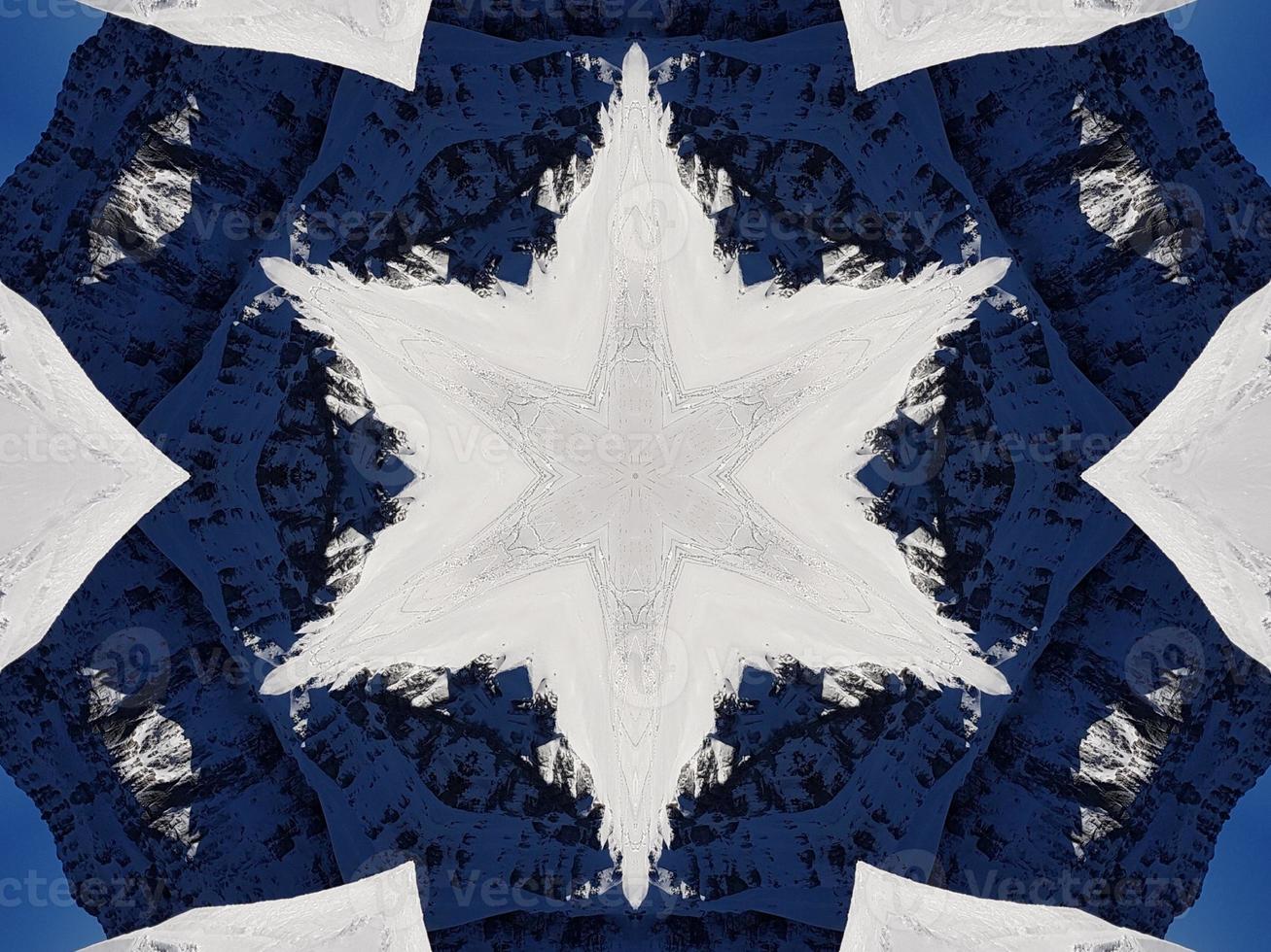 Dark blue sky floral abstract background kaleidoscope unique and aesthetic pattern photo