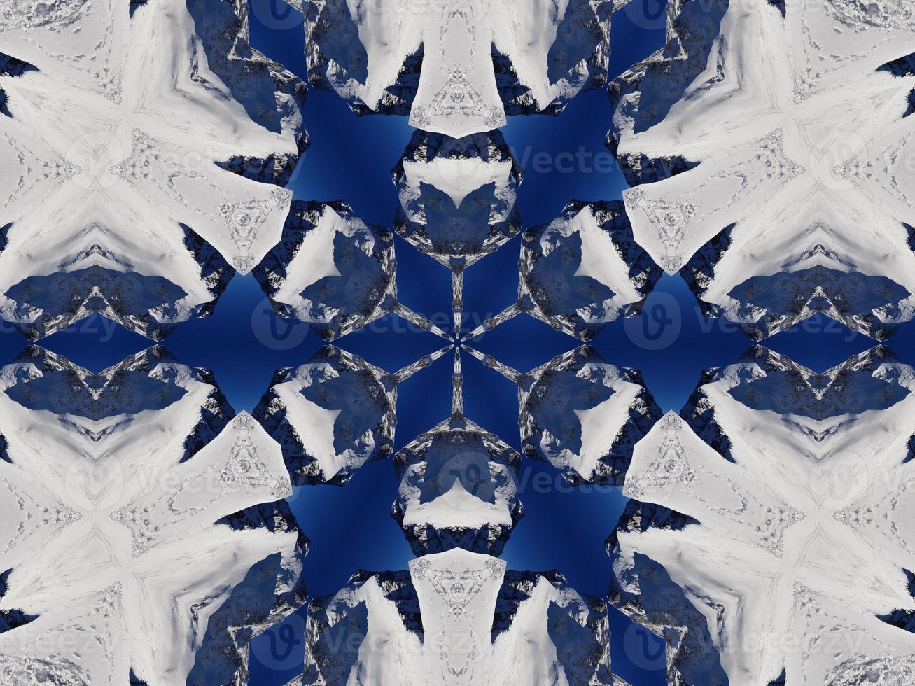 Dark blue sky floral abstract background kaleidoscope unique and aesthetic pattern photo