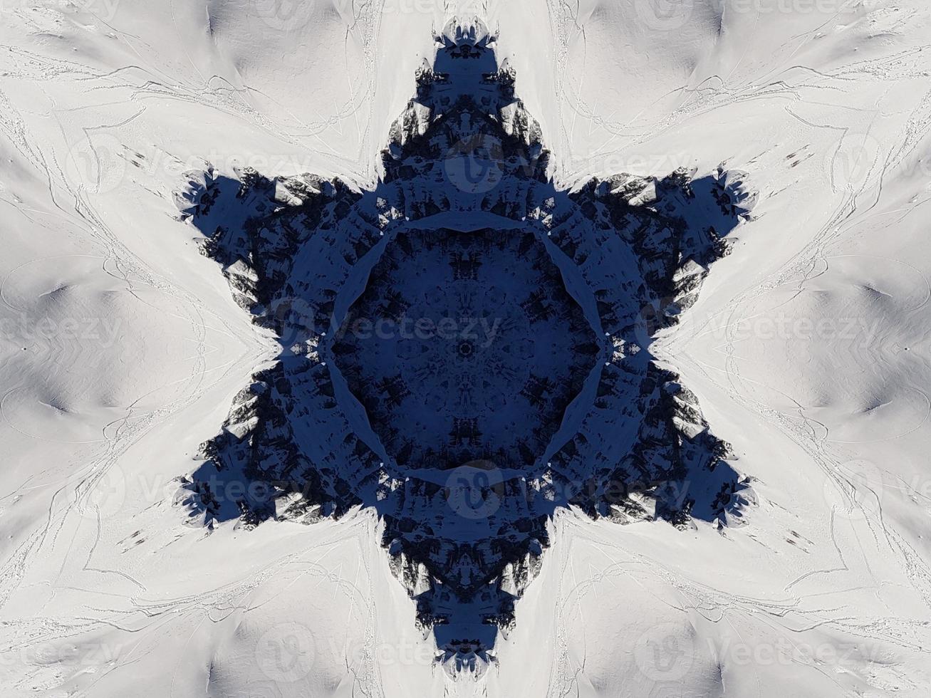 Dark blue sky floral abstract background kaleidoscope unique and aesthetic pattern photo