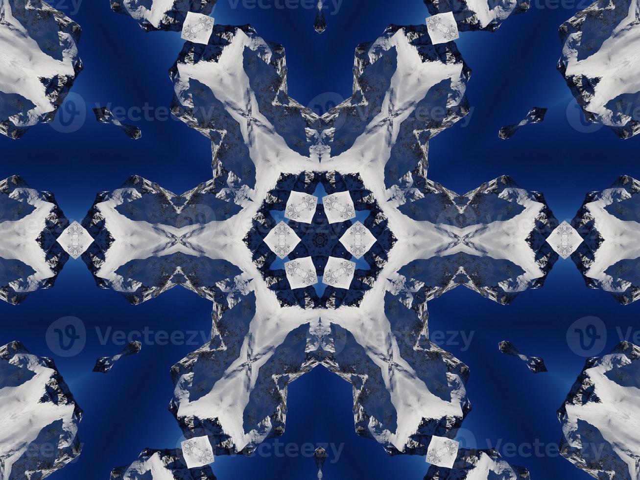 Dark blue sky floral abstract background kaleidoscope unique and aesthetic pattern photo