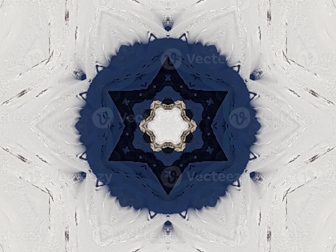 Dark blue sky floral abstract background kaleidoscope unique and aesthetic pattern photo