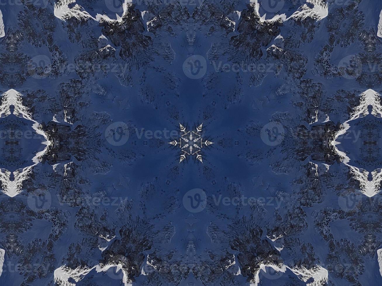 Dark blue sky floral abstract background kaleidoscope unique and aesthetic pattern photo
