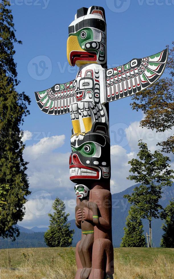 Stanley Park, Vancouver, Canada, 09-01-2003, Native American totem pole photo