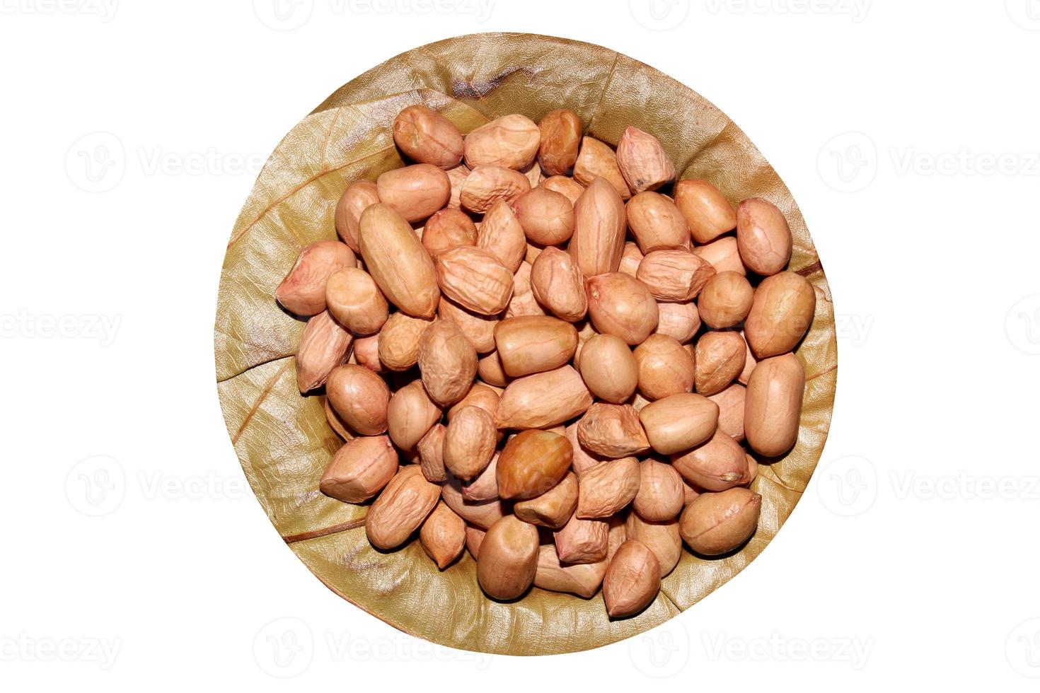 Peanuts on a Sal Tree Leaf Plate. photo