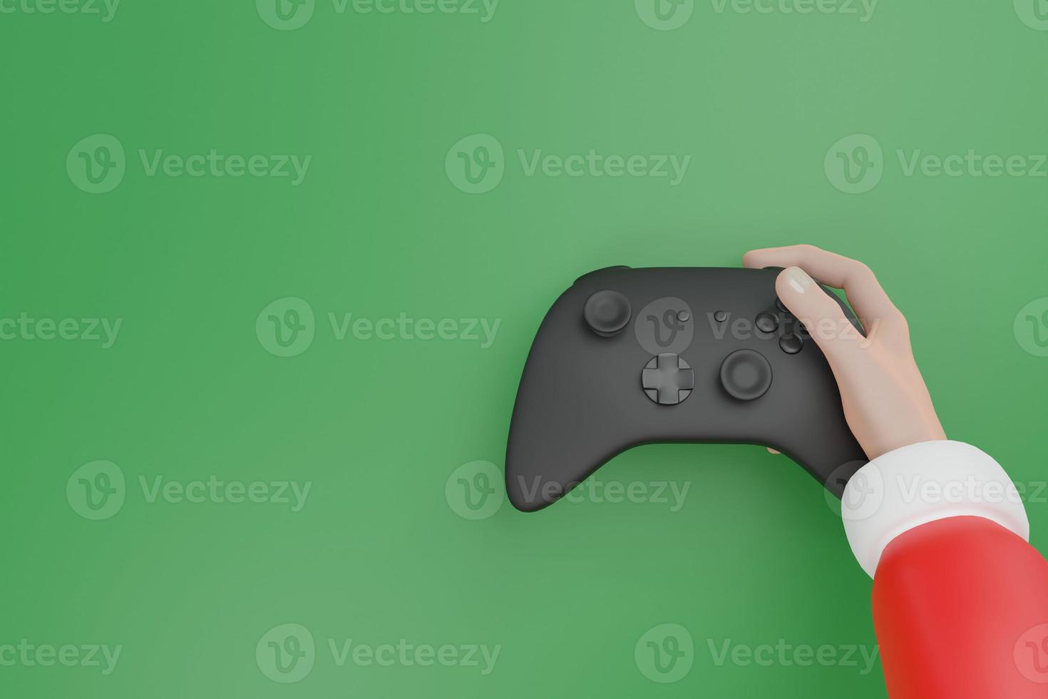Santa hand hold black game controller joystick 3D render illustration photo