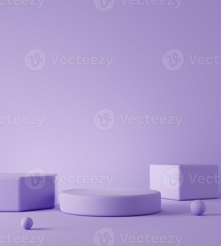 Minimal purple product display podium 3D render illustration photo