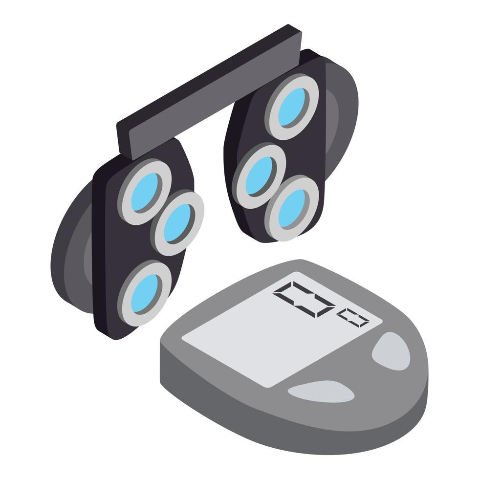 Eye examination icon isometric vector. Optical phoropter and measuring tool icon vector