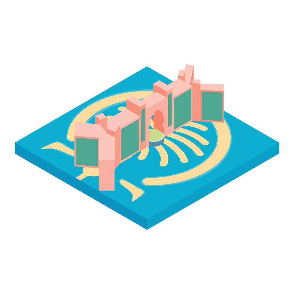 Landmark uae icon isometric vector. Atlantis hotel and palm island jumeirah icon vector