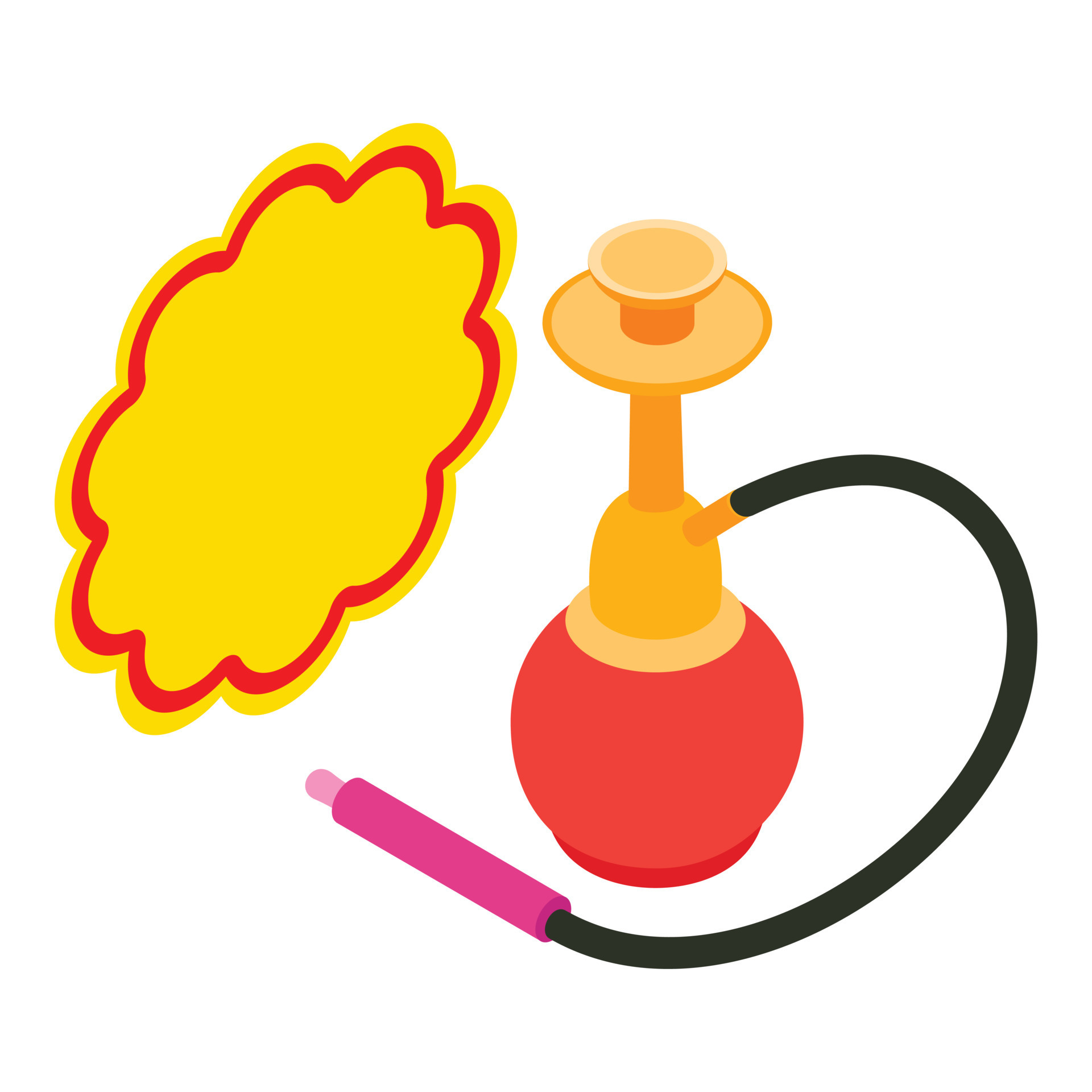 Eastern culture icon isometric vector. Colored glass hookah and blank
