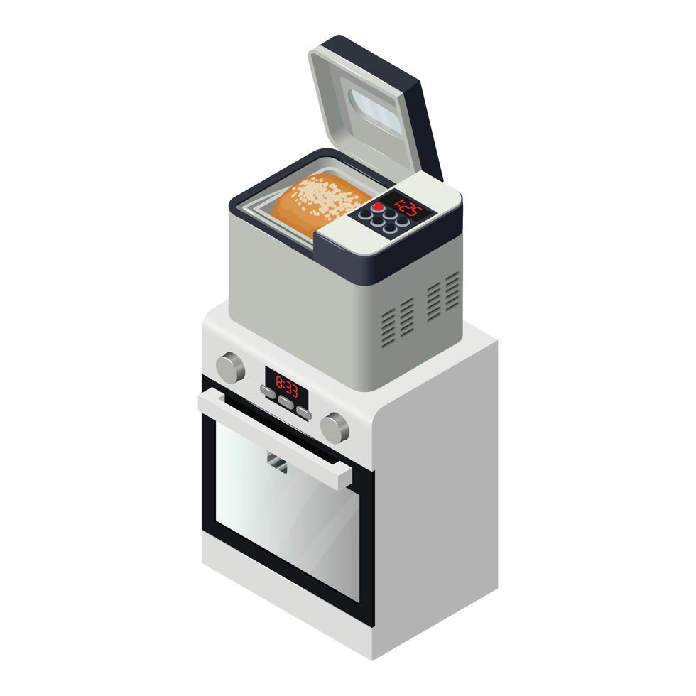 Kitchen technique icon isometric vector. New modern oven and bread maker icon vector