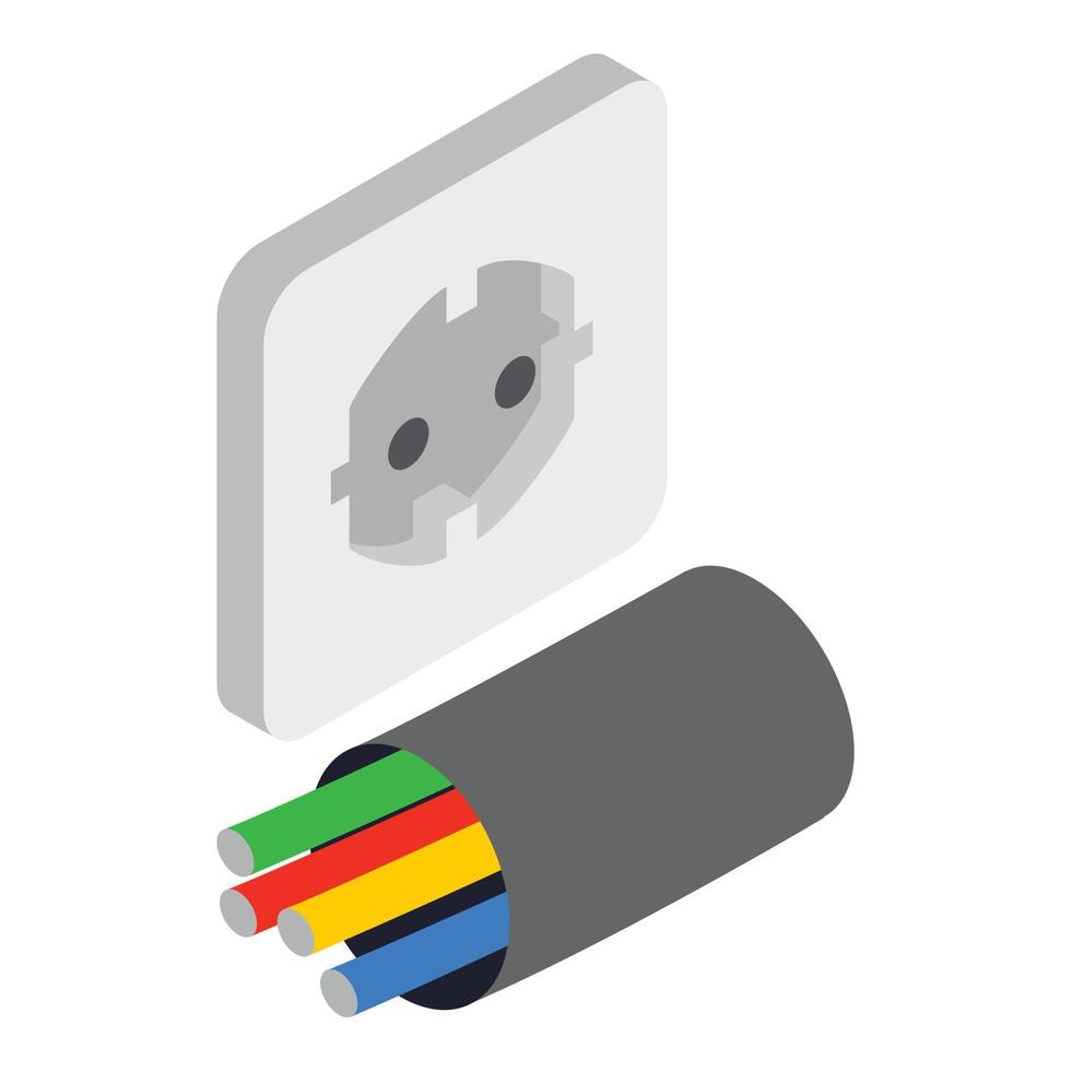 Electrical equipment icon isometric vector. White power outlet electrical cable vector