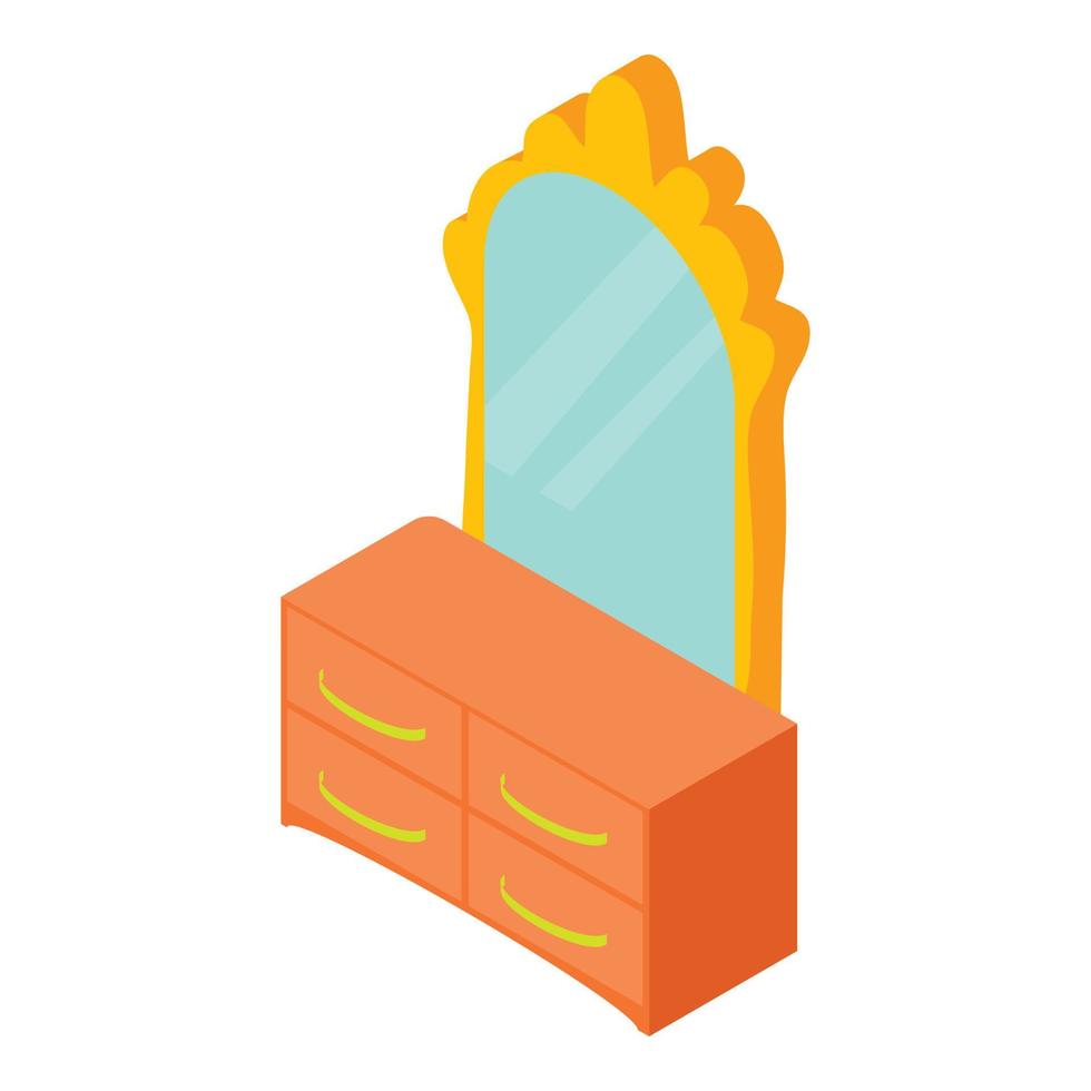 Dressing table icon isometric vector. Classic dressing table with mirror icon vector