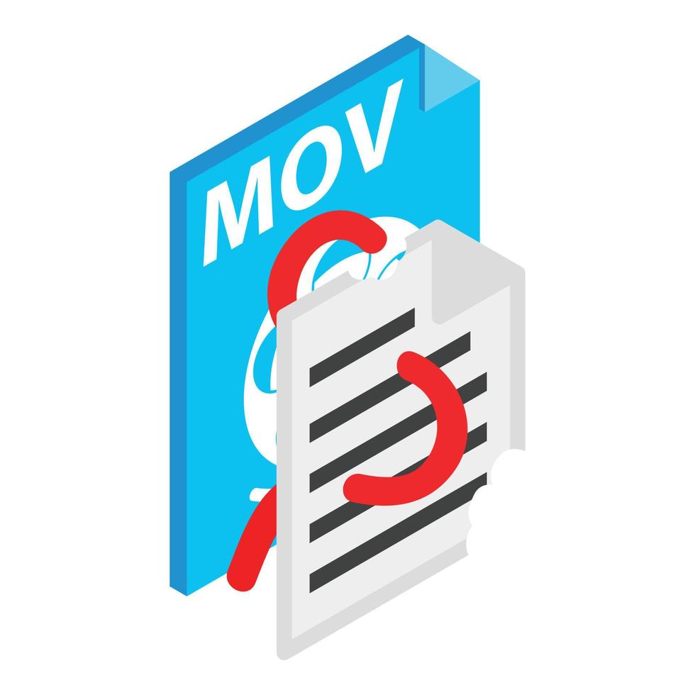 Worm attack icon isometric vector. Virus worm destroying document mov file vector