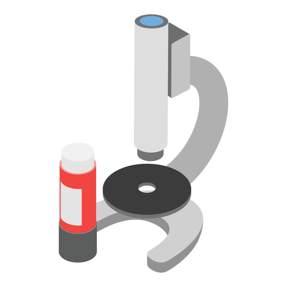 School microscope icon isometric vector. Small microscope container with reagent vector