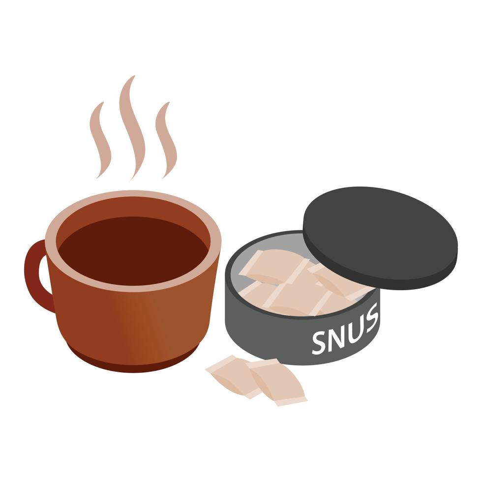 Swedish snus icon isometric vector. Smokeless tobacco product and hot drink icon vector