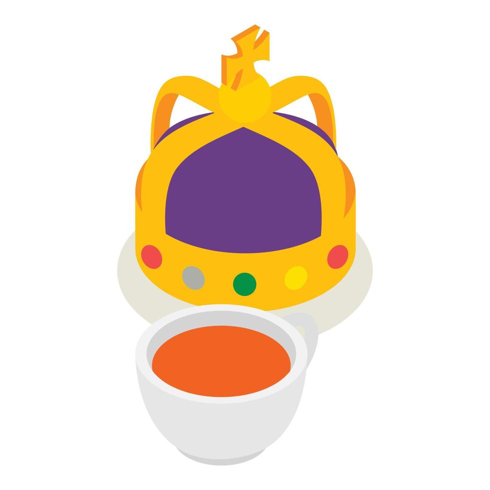 British symbol icon isometric vector. Royal golden crown traditional english tea vector