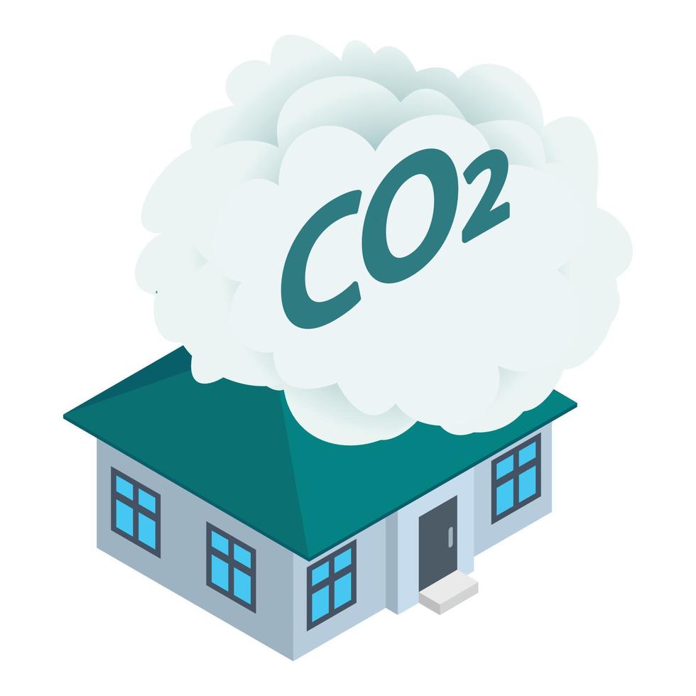 Co2 emission icon isometric vector. Co2 cloud over residential building icon vector