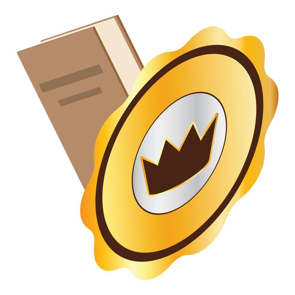 Old book icon isometric vector. Brown paper closed book and crown icon vector