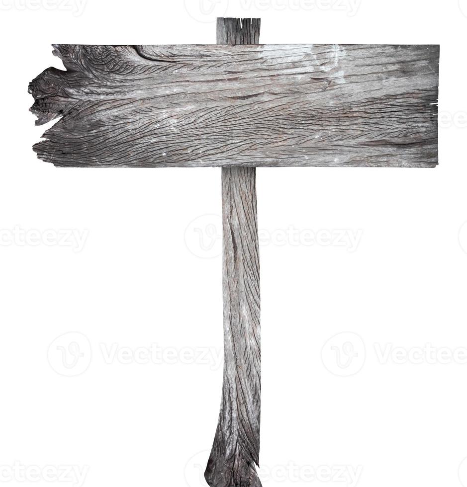 Old wooden sign isolated on white background photo