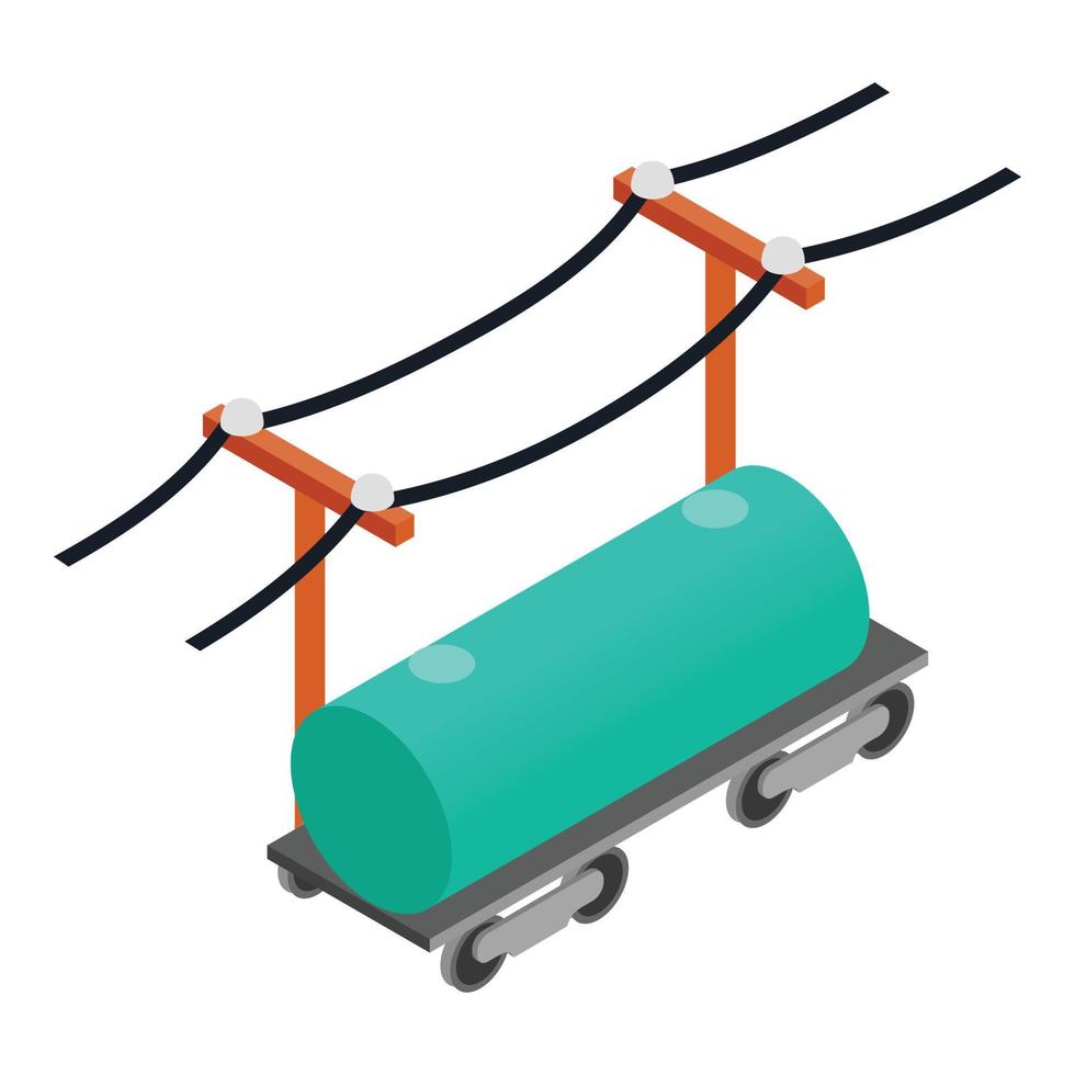 icono de transporte de energía vector isométrico. Tanque de combustible de línea eléctrica de alto voltaje