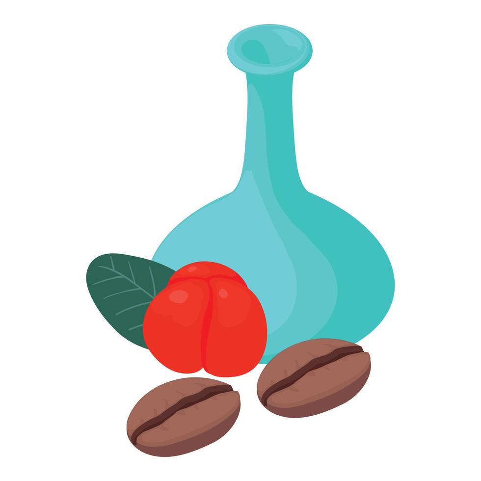 Useful product icon isometric vector. Decanter barbados cherry and coffee bean vector
