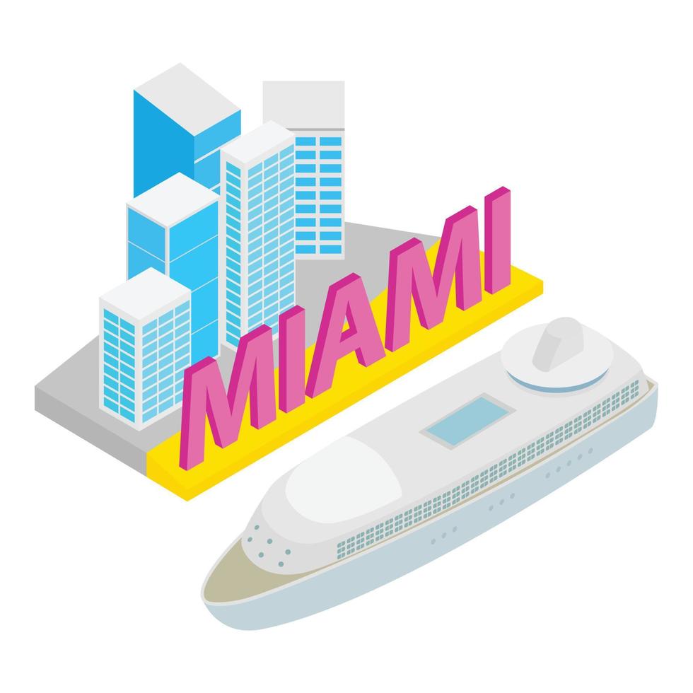 vector isométrico del icono del centro de miami. hermoso paisaje urbano y gran crucero