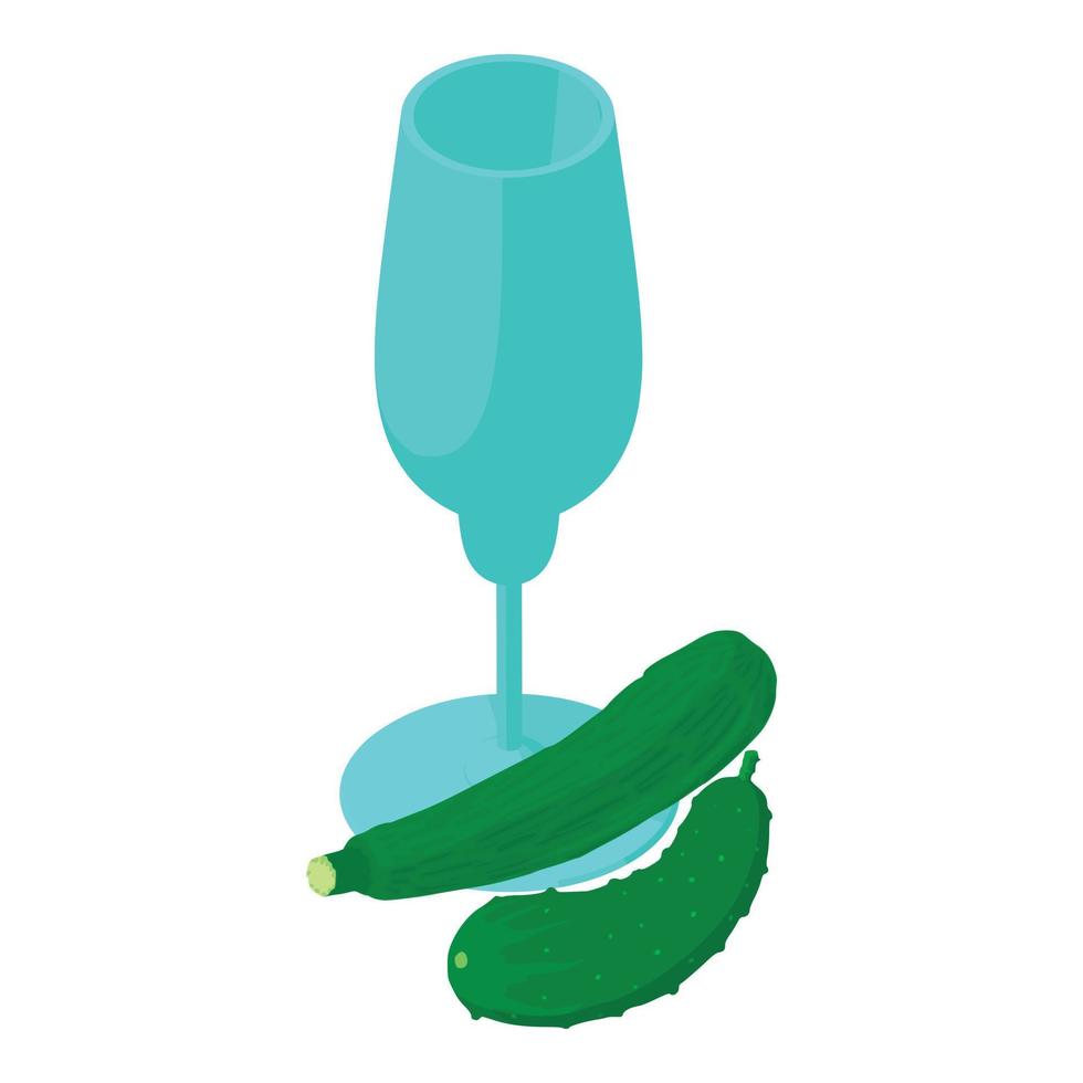 icono de batido vegetal vector isométrico. pepino y calabacín de cristal sin tallo