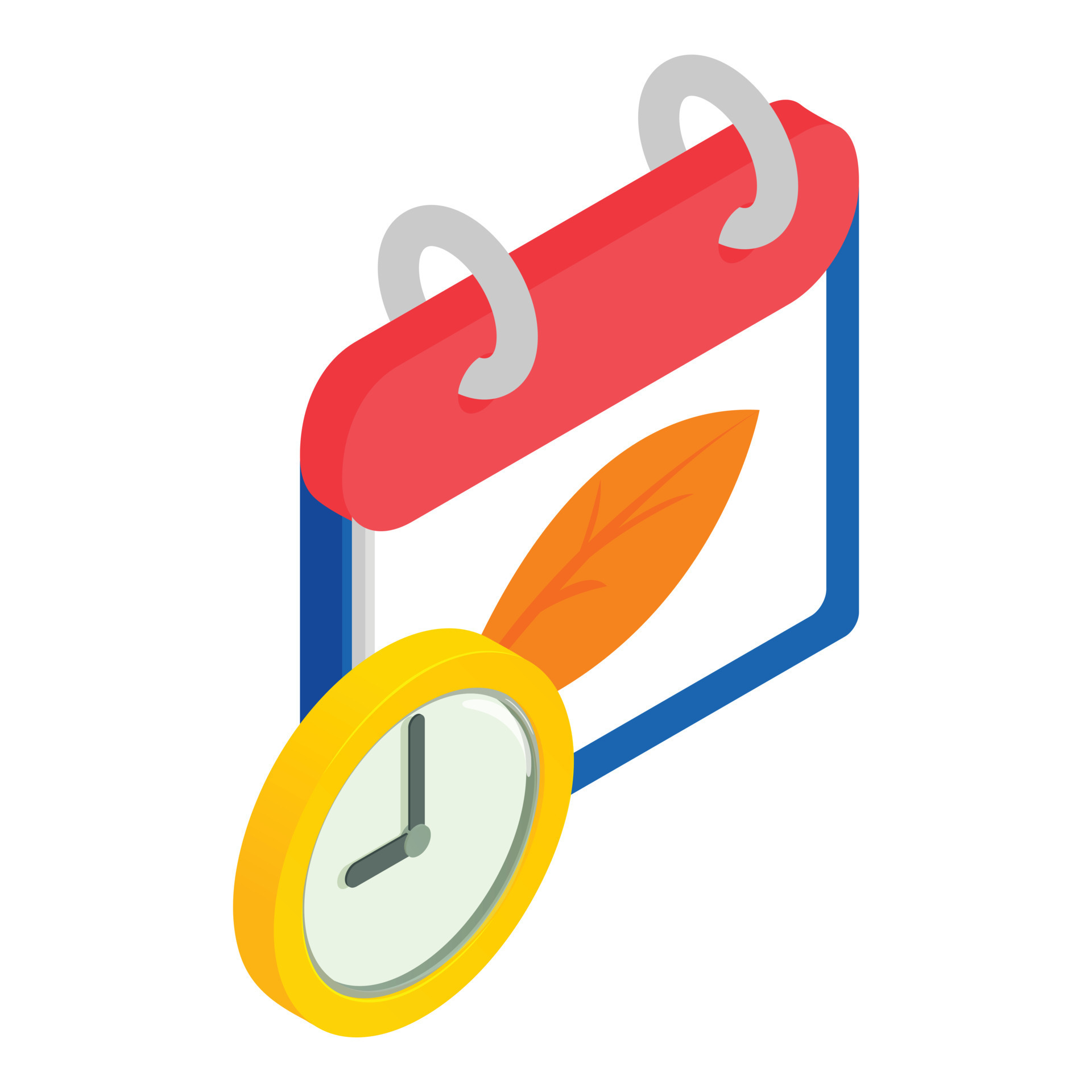 Autumn time icon isometric vector. Desktop calendar and yellow round