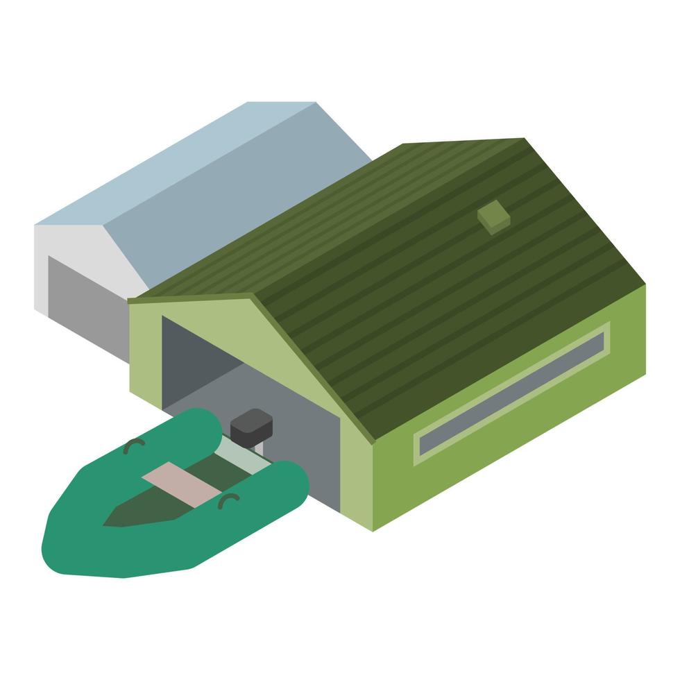 Inflatable boat icon isometric vector. Modern inflatable boat with motor garage vector