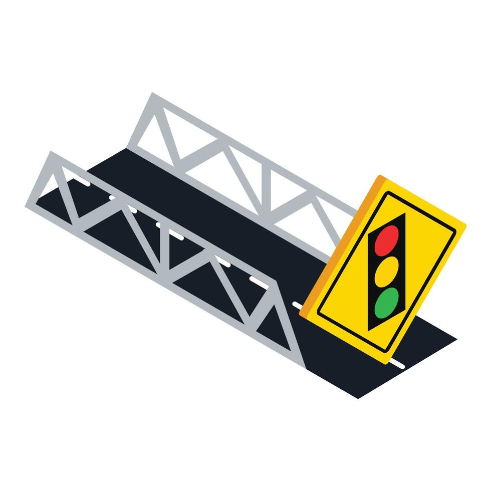 Light roadsign icon isometric vector. Road bridge and warning road sign vector