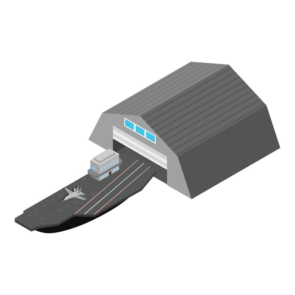 Aircraft carrier icon isometric vector. Military ship with fighter aircraft icon vector