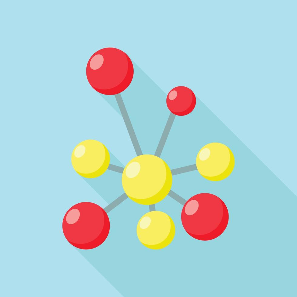Red yellow molecule icon, flat style vector