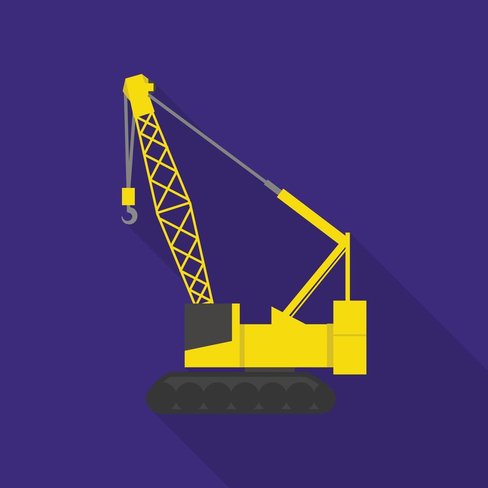 Excavator crane icon, flat style vector