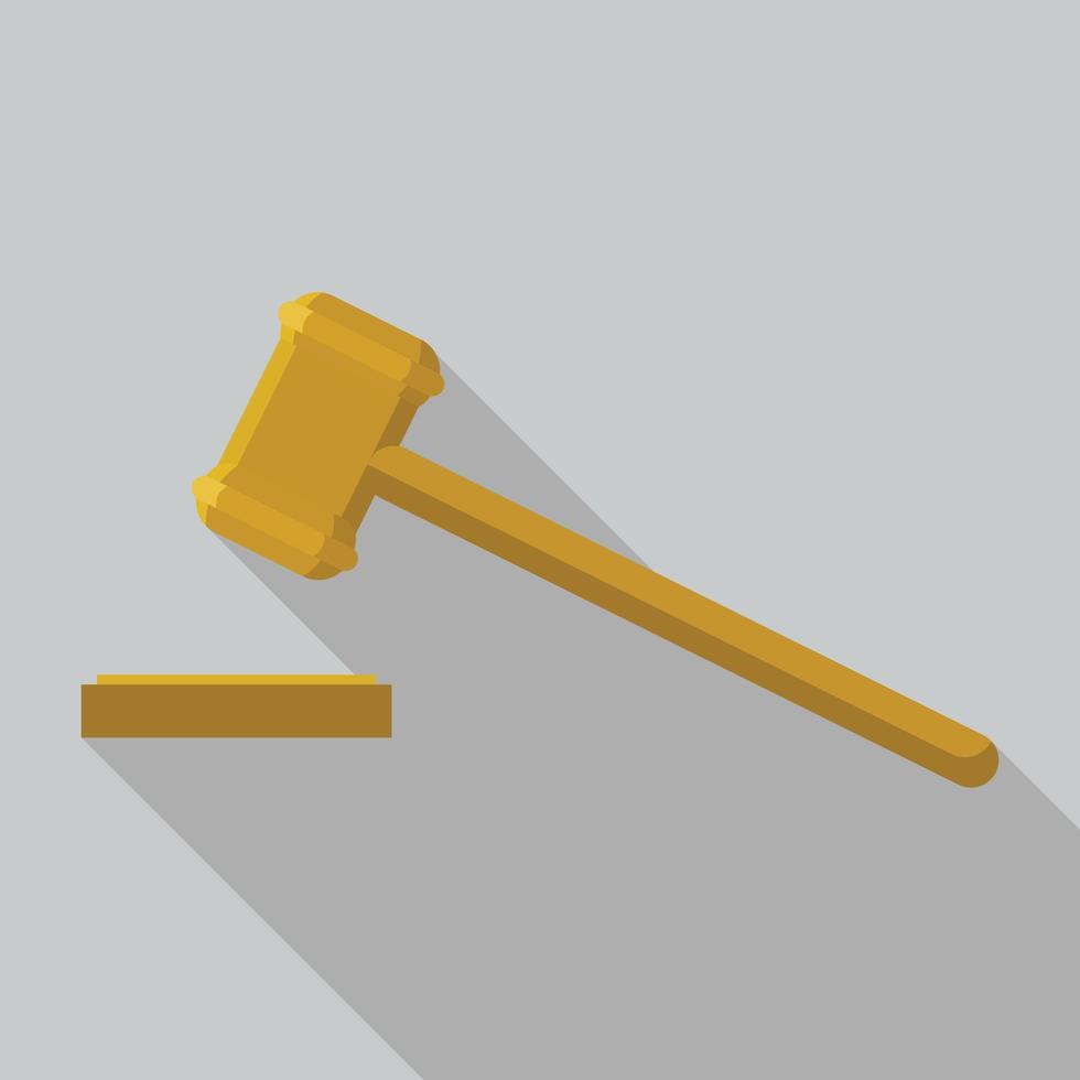 Wood gavel icon, flat style vector