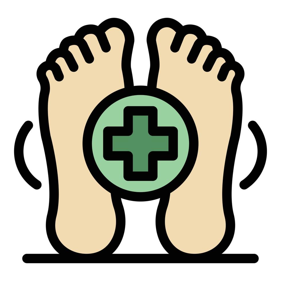 vector de contorno de color de icono de ayuda médica de pie