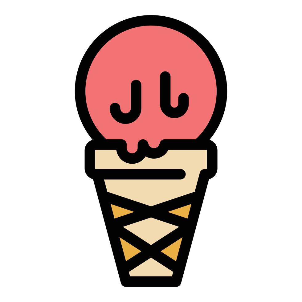 vector de contorno de color de icono de helado de chocolate