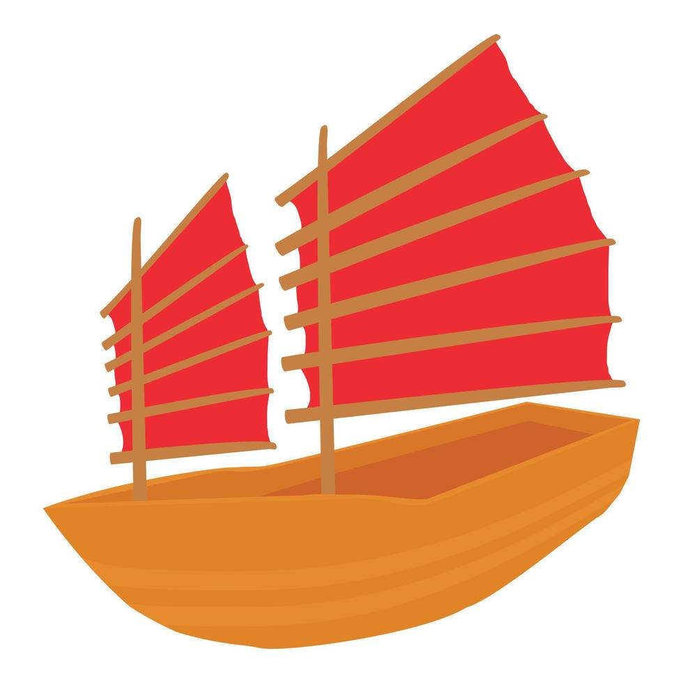 icono de barco chino, estilo de dibujos animados vector