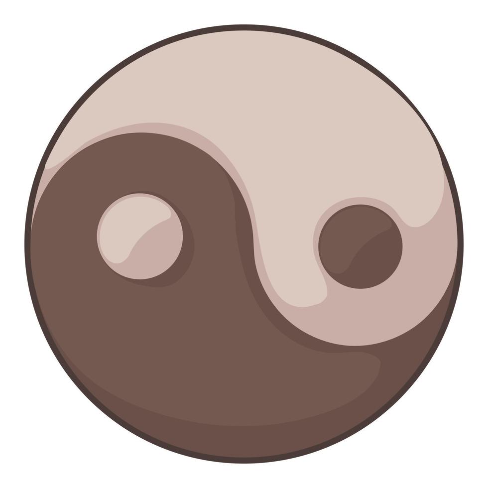 icono de ying yang, estilo de dibujos animados vector