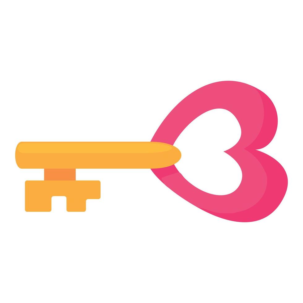 Love key icon, cartoon style vector
