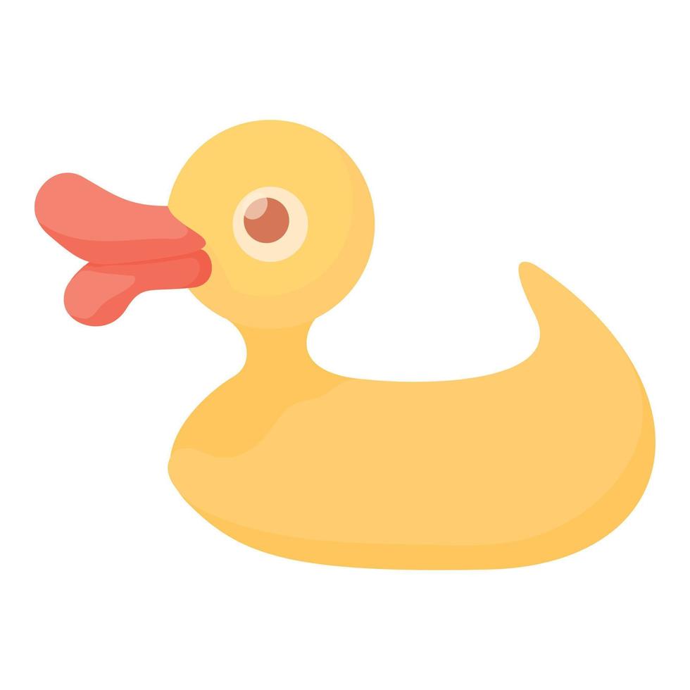 Yellow duck toy icon, cartoon style vector