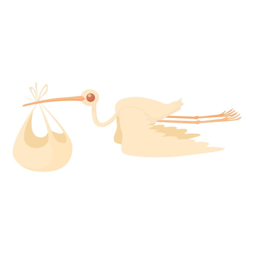 Stork delivering a newborn baby icon cartoon style vector