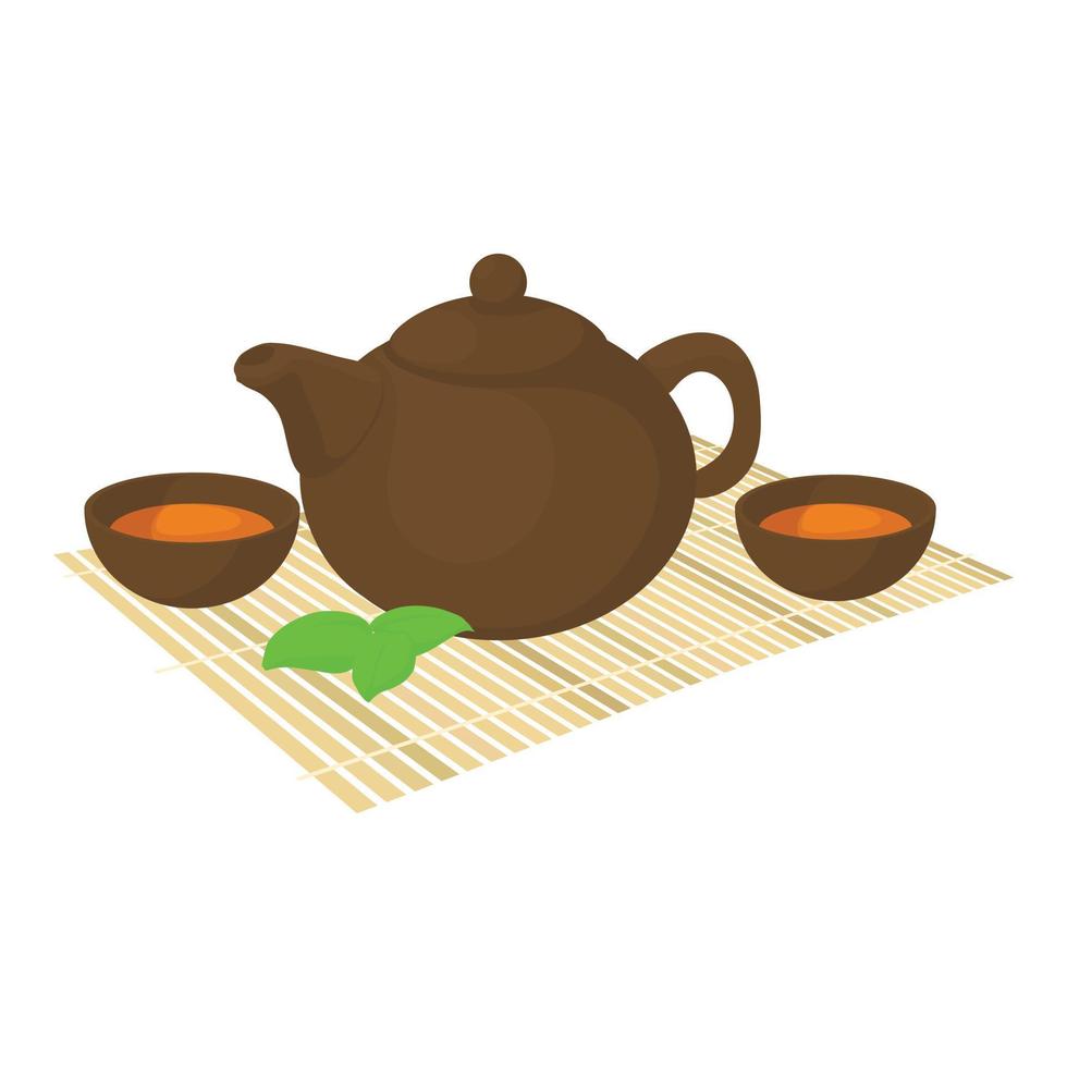 icono de la ceremonia del té, estilo de dibujos animados vector