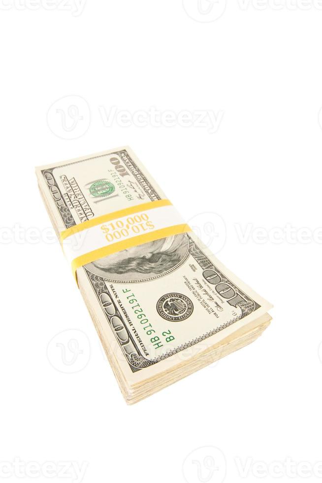 Stack of One Hundred Dollar Bills Isolated photo