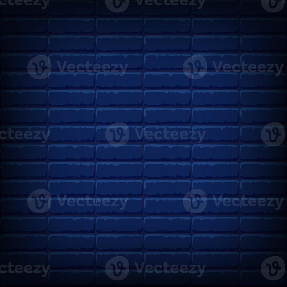 Nightly dark blue brick wall. Vector square background for neon lights or text, brickwork texture. photo