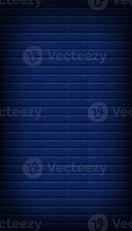 Nightly dark blue brick wall. Vector vertical background for neon lights or text, brickwork texture. photo